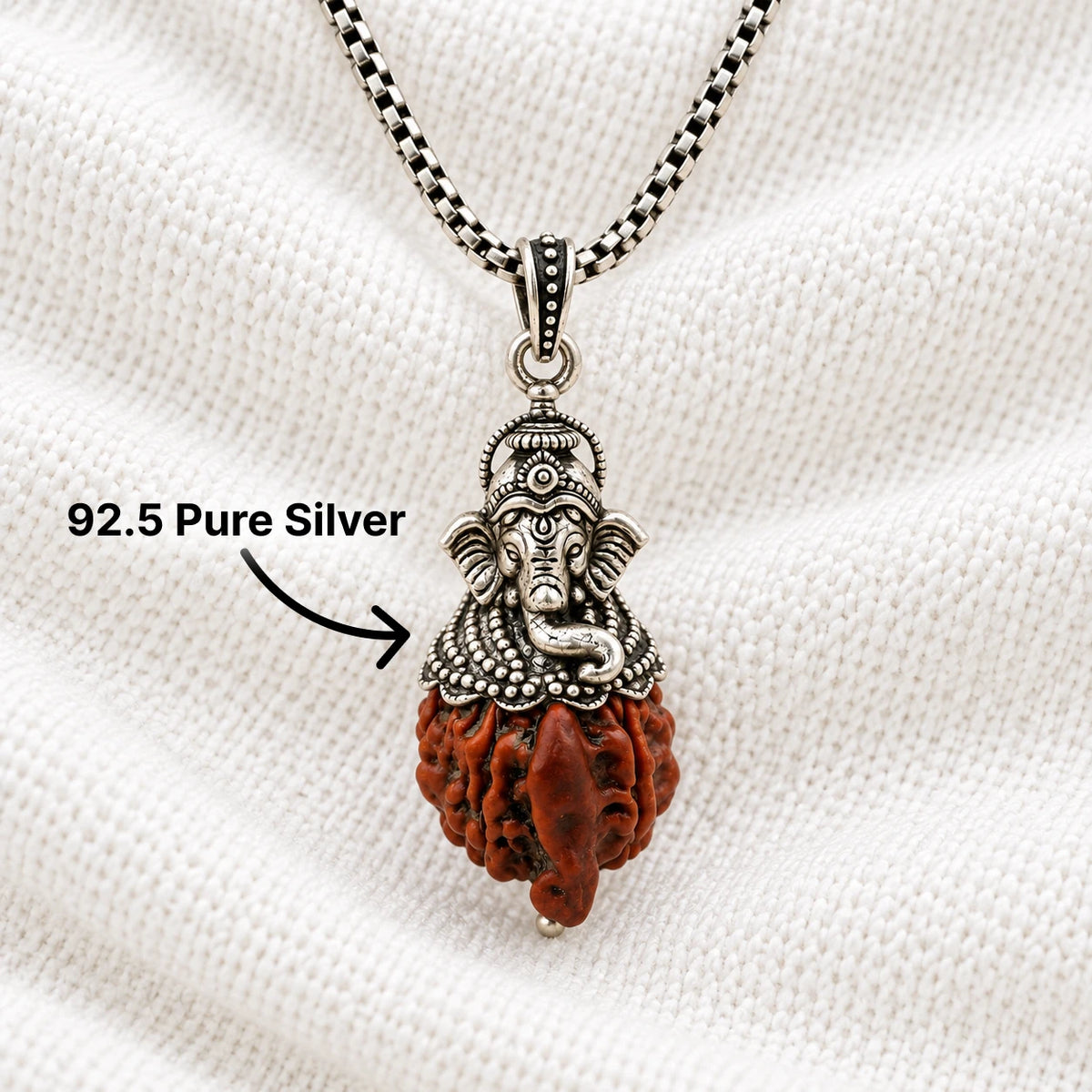 Ganesh Mukhi Rudraksha Silver Pendant | 925 Silver