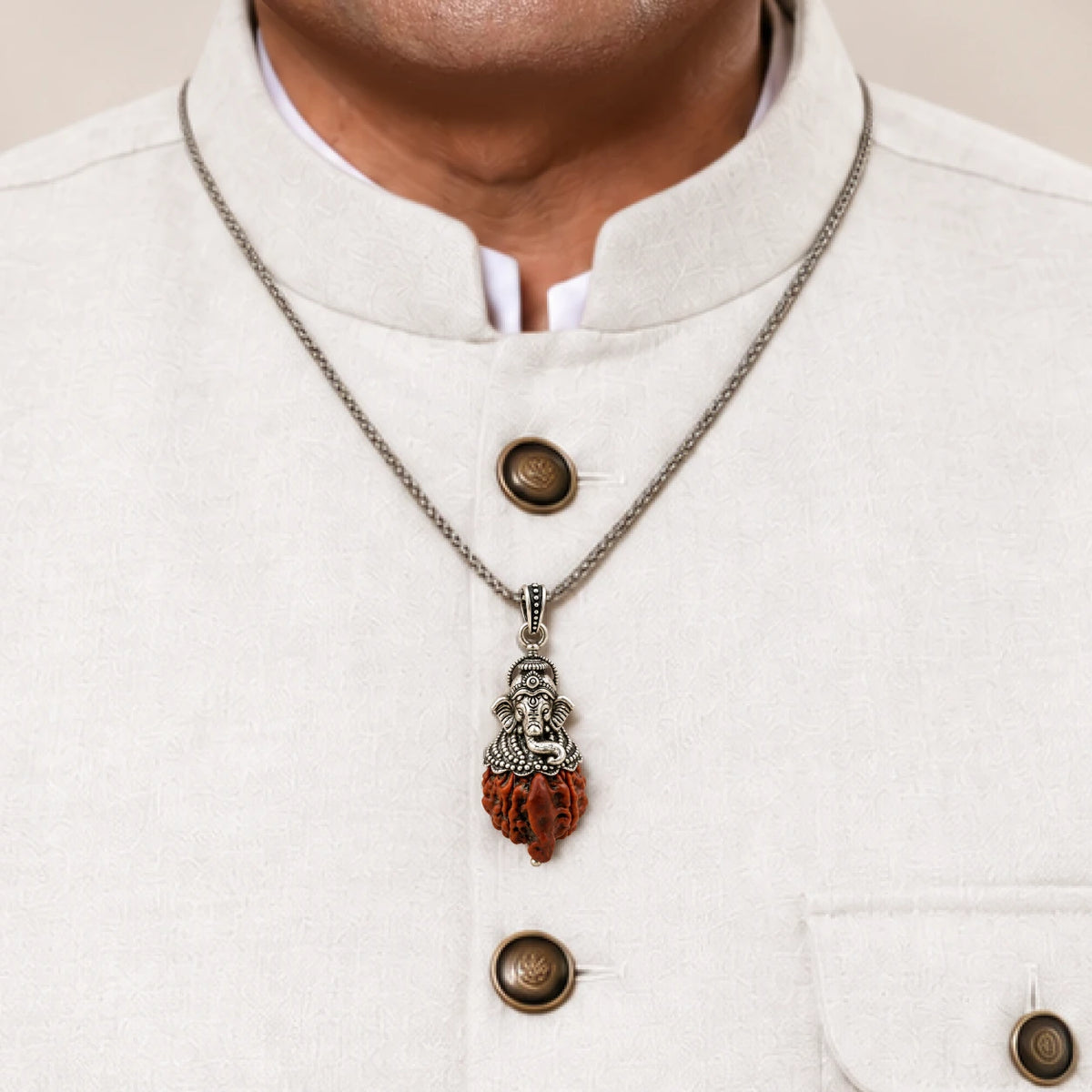 Ganesh Mukhi Rudraksha Silver Pendant | 925 Silver