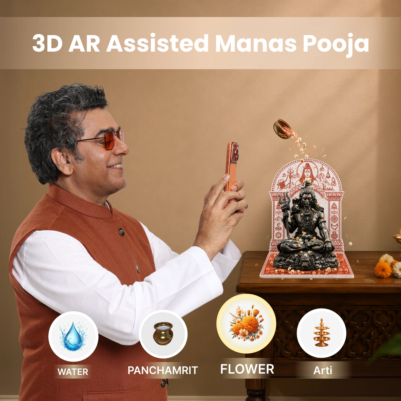 Bhuteshwar Shivji Car Dashboard Idol – AR Edition (4.5 inch)