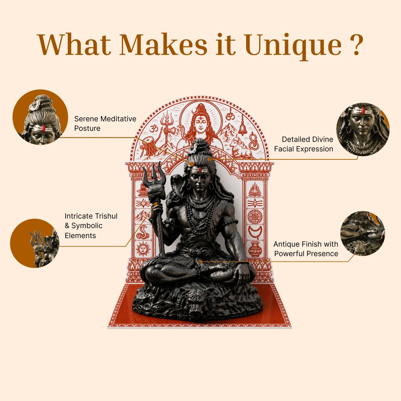 Bhuteshwar Shivji Car Dashboard Idol – AR Edition (4.5 inch)