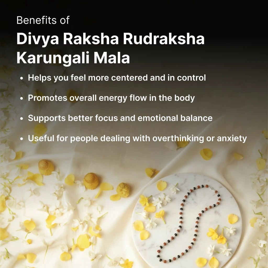 Rudraksha-Karungali Mala (German Silver) - Kashi Siddh & Certified