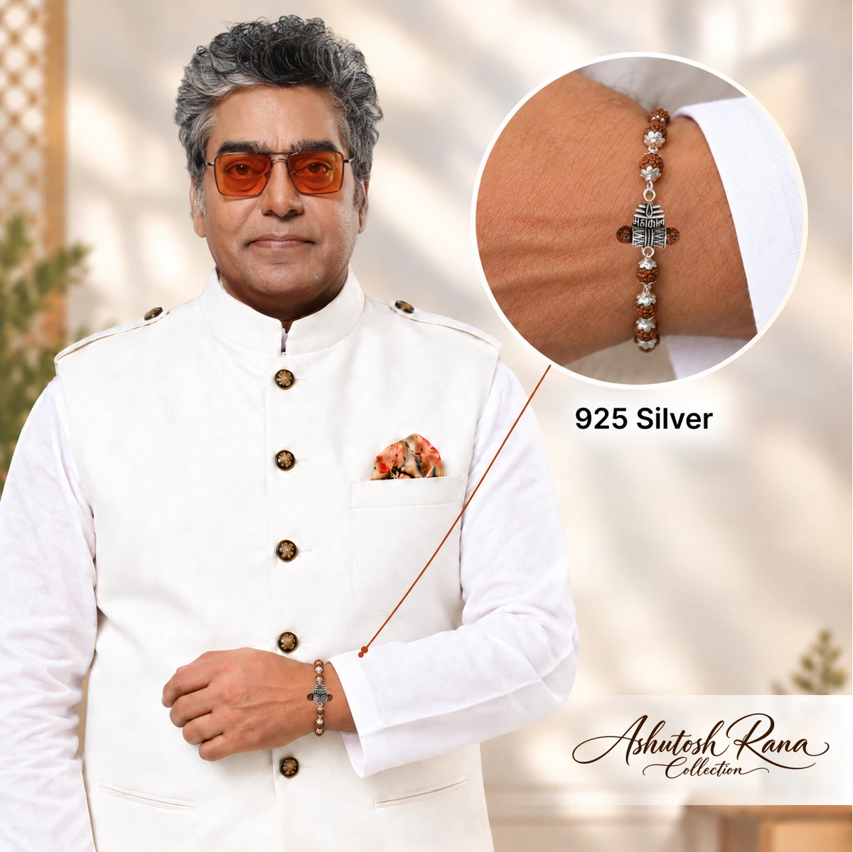 Rudraksha Silver Shiv and Trishul Damru Bracelet | 925 Silver