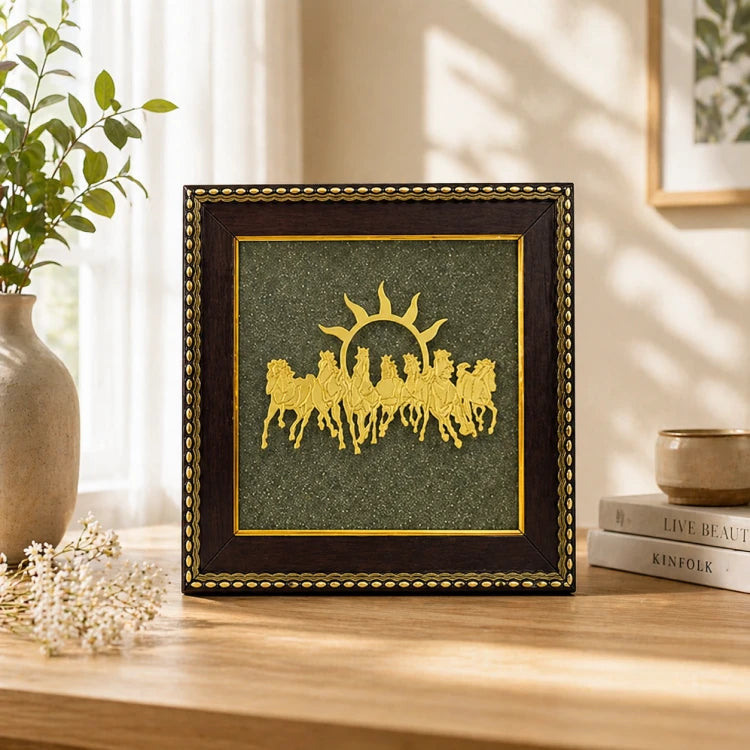 7 Horses on Raw Pyrite Frame