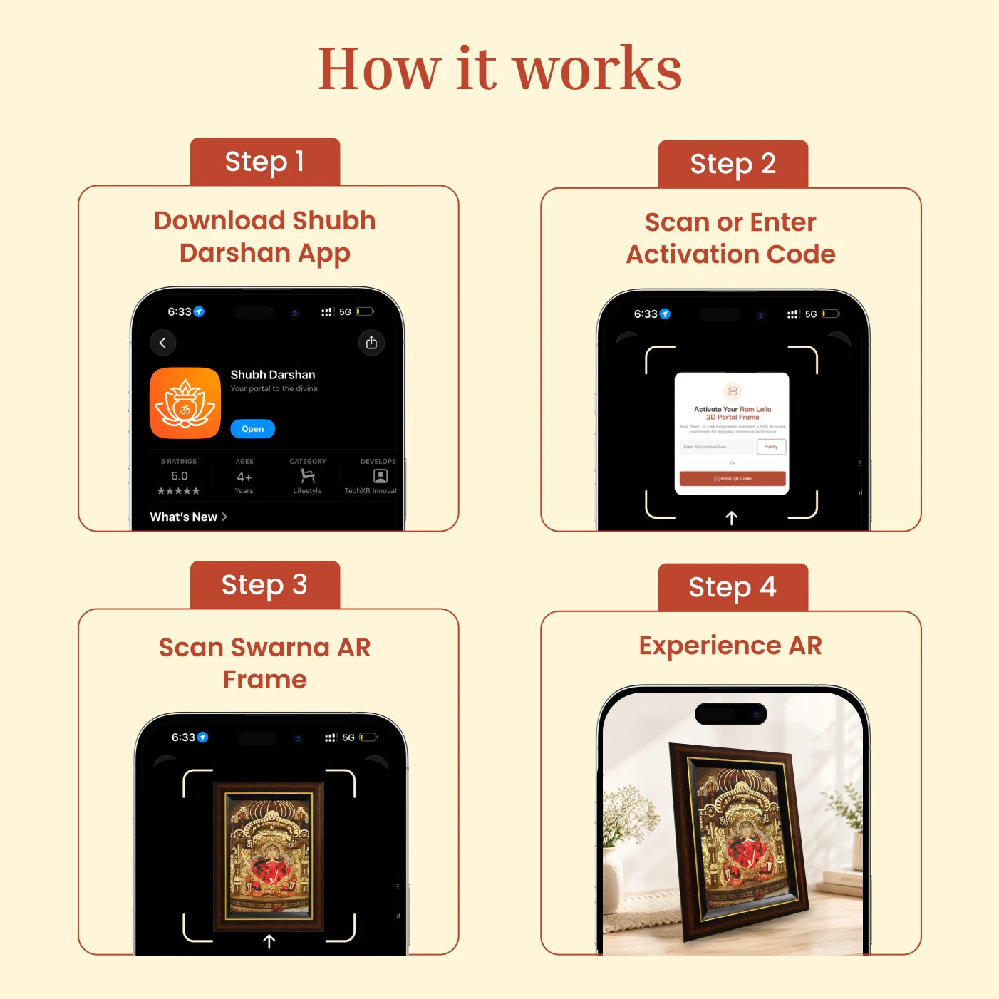 Full view of the Shri Siddhi Vinayak Golden Foil AR Table Frame