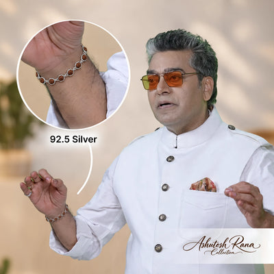 Rudraksha Silver Bracelet (Hexagon) | 925 Silver