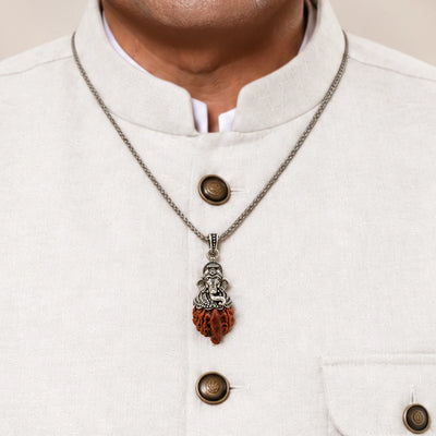 Ganesh Mukhi Rudraksha Silver Pendant | 925 Silver