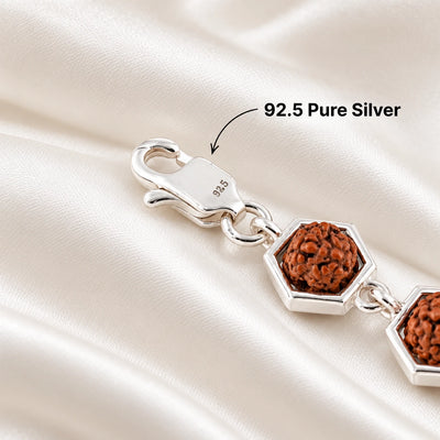 Rudraksha Silver Bracelet (Hexagon) | 925 Silver