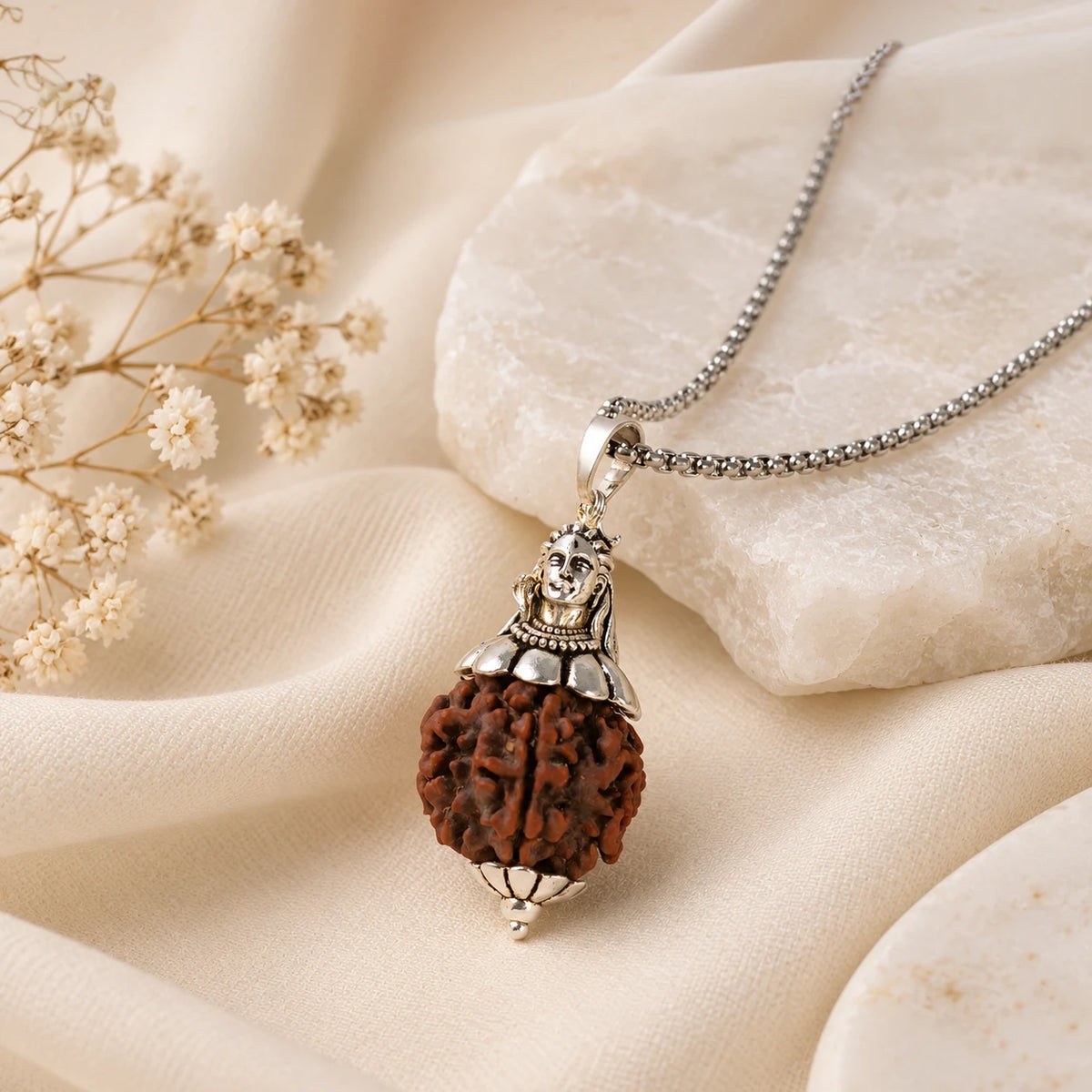 Adiyogi Shiv 7 Mukhi Rudraksha Silver Pendant | 925 Silver