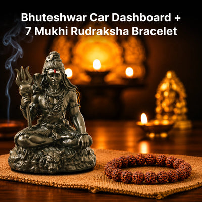 Maha Shiv Combo - Bhuteshwar Car Dashboard / 7 Mukhi Rudraksha Bracelet