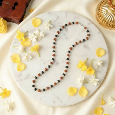 Rudraksha-Karungali Mala (German Silver) - Kashi Siddh & Certified