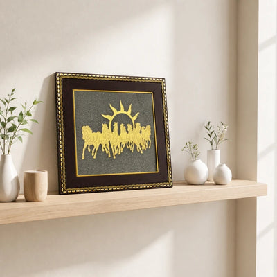 7 Horses on Raw Pyrite Frame