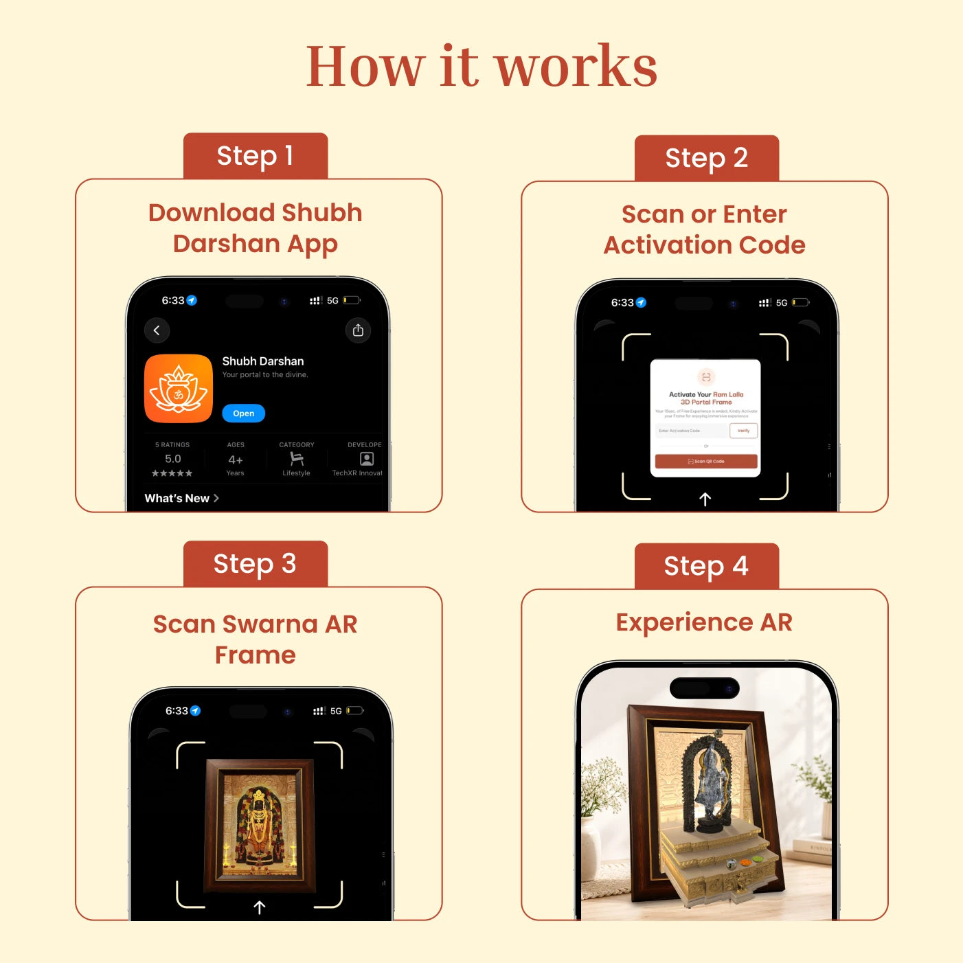 How AR darshan works - download the Shubh Darshan App and scan the frame