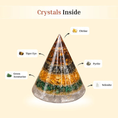Conical Dhan Yog Pyramid With Selenite Base