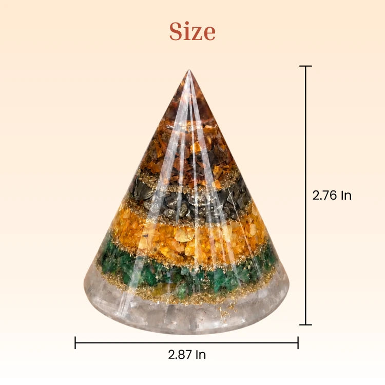 Conical Dhan Yog Pyramid With Selenite Base