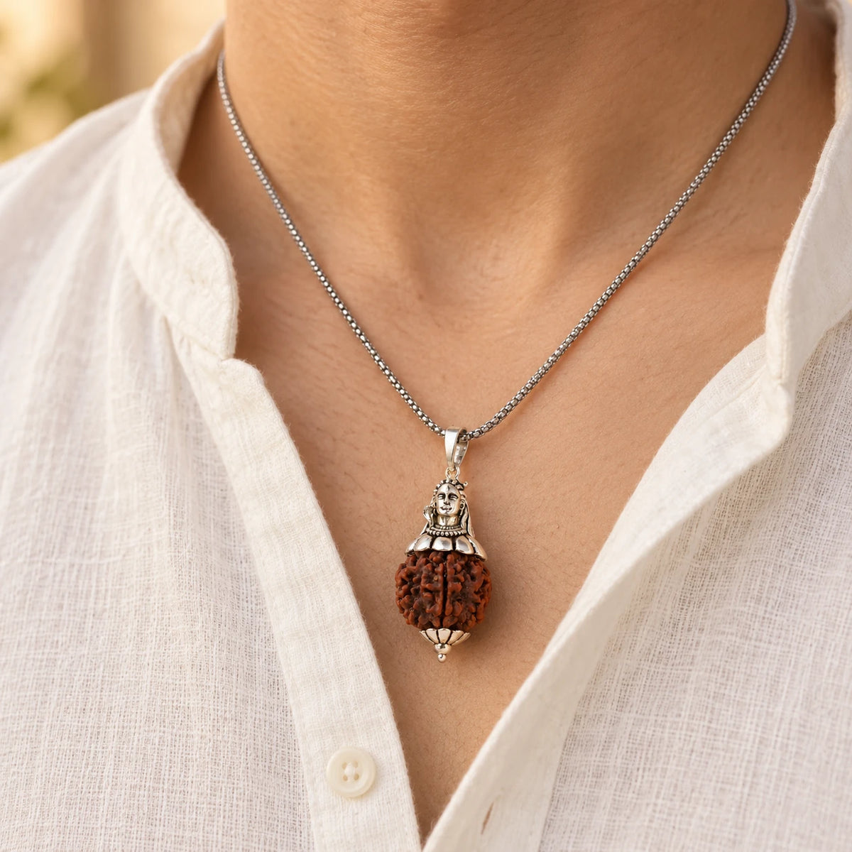 Adiyogi Shiv 7 Mukhi Rudraksha Silver Pendant | 925 Silver