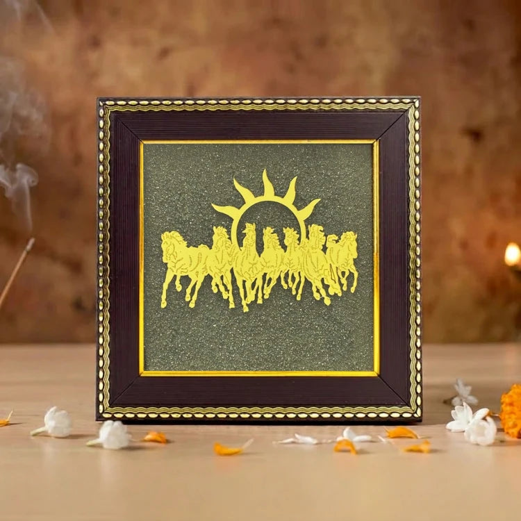 7 Horses on Raw Pyrite Frame