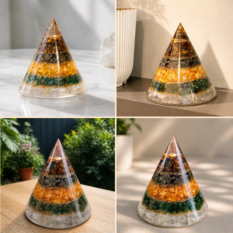 Conical Dhan Yog Pyramid With Selenite Base