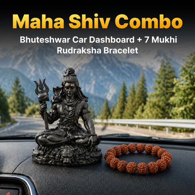 Maha Shiv Combo - Bhuteshwar Car Dashboard / 7 Mukhi Rudraksha Bracelet