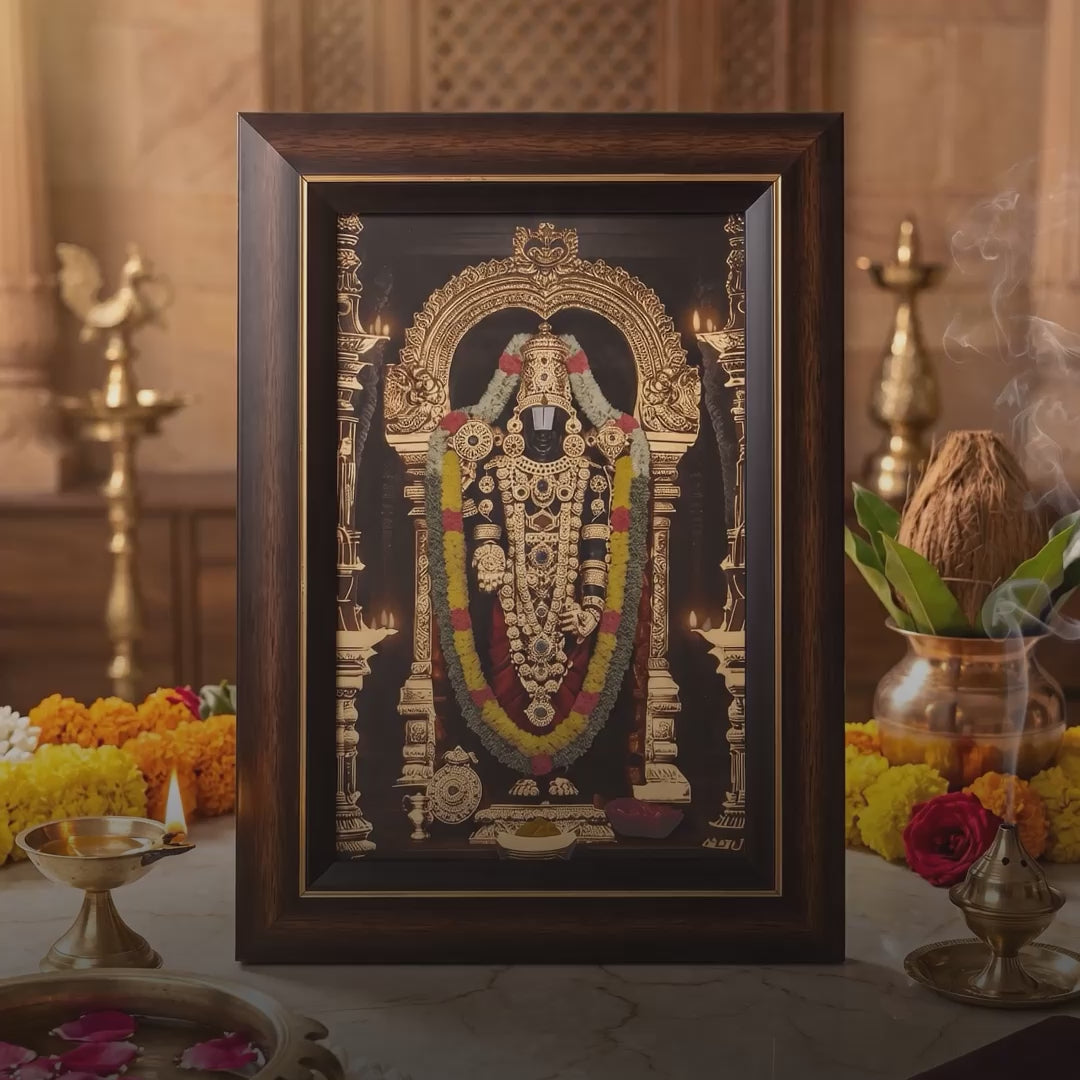 Shri Tirupati Balaji Golden Foil AR Table Frame