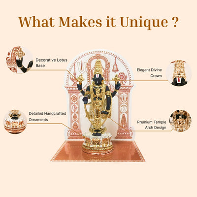 Tirupati Balaji 24k Gold Plated - AR Powered (4 inch)